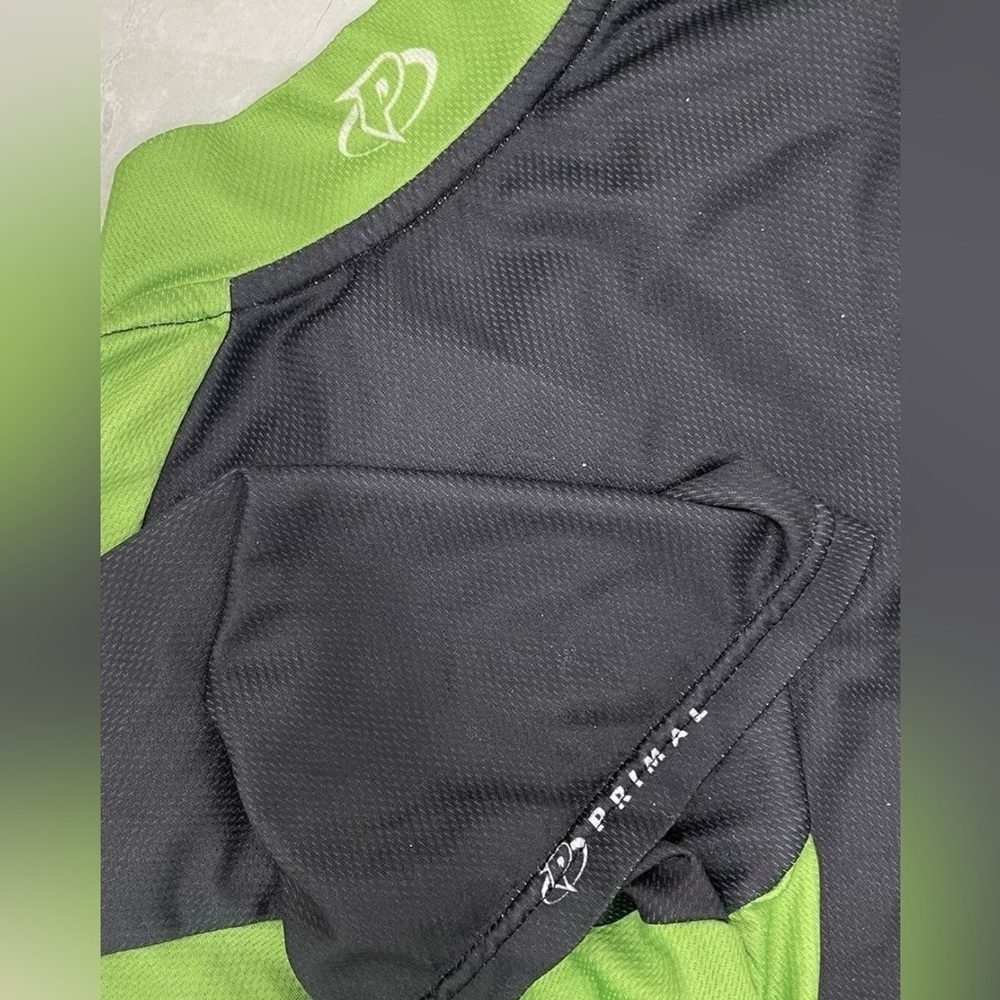 Primal Men’s Cycling Jersey Size Large Black Green Short Sleeve Zipper Mock Neck - Picture 3 of 6